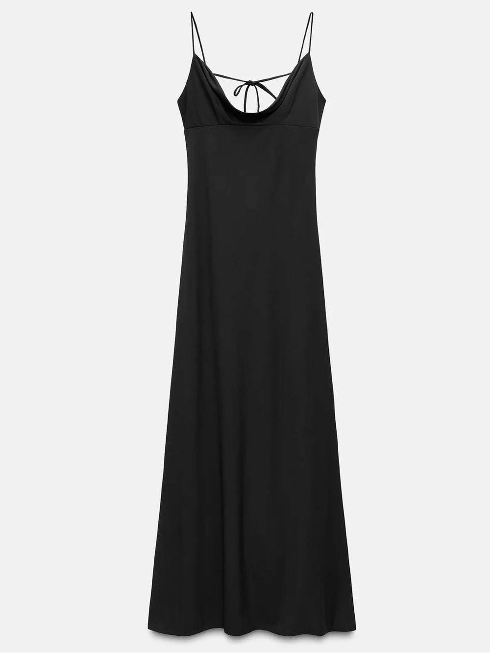 ZARA Draper Dress, Cowl Neck, Maxi Dress with Tie Back, Black, Small